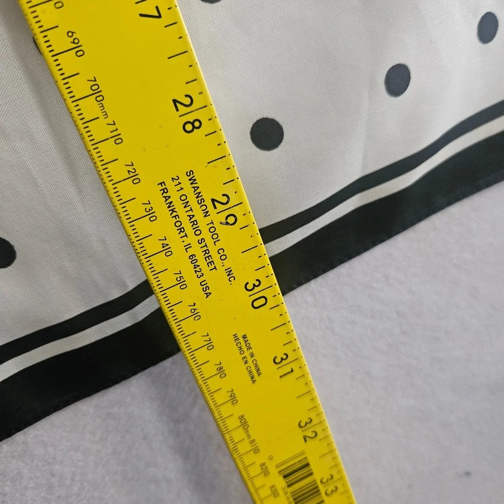 Liz Sinclair Italy Square Scarf Black White Floral Polka Dot Print 30x30